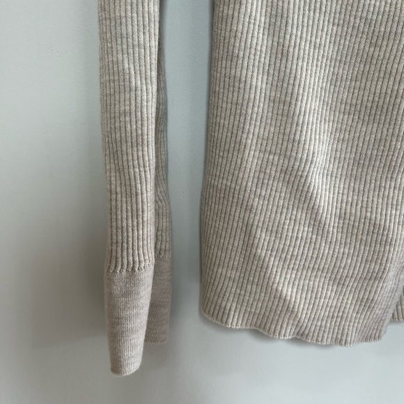 COS Open Tie Front Ribbed Wool Wrap Cardigan in Light Beige, size S - Picture 6 of 12